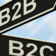 sign pointing one way to b2b marketing and the other way to b2c marketing